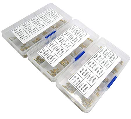 WINGONEER 600PCS 30 Values 10pF to 10uF (each Value 20pcs) Multilayer Monolithic Ceramic Capacitor Set Assortment Kit   Plastic Box