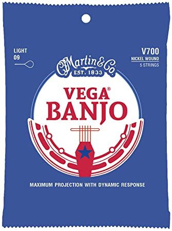 Martin Guitar Vega Banjo Strings V700, Light-Gauge Nickel-Wound Banjo Strings