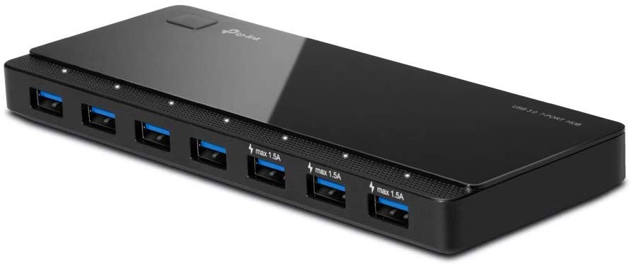 [2nd Gen] Tp-Link 7-Port USB 3.0 Ultra Slim Hub Including 3 BC 1.2 Charging Ports up to 5V, 1.5A with 24W Power Adapter for iMac MacBook Notebook Ultrabook Chromebook or Any PC