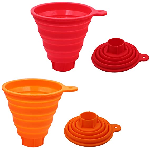 Silicone Collapsible Funnel for Jars, 2 Pack Large Kitchen Funnels for Wide Mouth Regular Bottles, Food Grade Hopper for Canning of Liquid Powder Solid Bean Jam Spice - Use for Cooking Baking