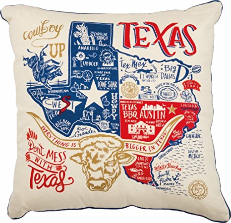 Texas State Art Pillow Primitives by Kathy 20 x 20
