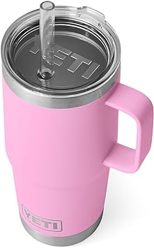 YETI Rambler 25 oz Straw Mug, Vacuum Insulated, Stainless Steel, Power Pink