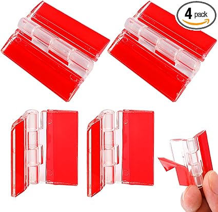 4 Pcs Acrylic Hinge Clear Plastic Hinge Transparent Plastic Hinges Continuous Piano Hinge Self-Adhesive Folding Hinge Tools for Cabinet Drawer Furniture DIY Display Stand 65x40 mm