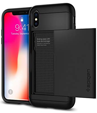 iPhone X Case, iPhone X Cases, Spigen Slim Armor CS - Slim Dual Layer Wallet Design and Card Slot Holder for Apple iPhone X (2017) - Black