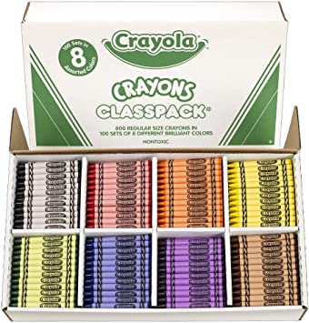 Crayola Crayon Classpack, School Supplies, Regular Size, 8 Colors, 800 Count