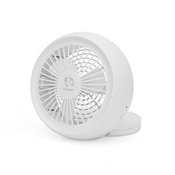 Vitalitim VF01 Desktop USB and Battery Dual Power Supply with Angel Adjustable and Low Noise Office Cooling Fan (White)