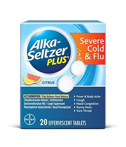 Alka-Seltzer Plus Severe Cold & Flu Medicine, Citrus Effervescent Tablets With Pain Reliever/Fever Reducer, Citrus, 20 Count