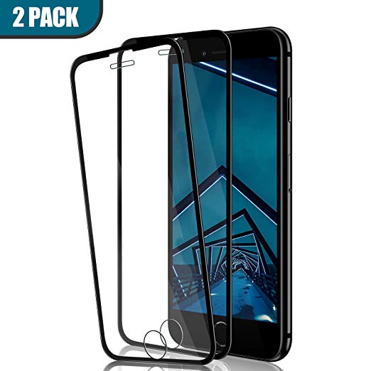 iPhone 8 Plus/7 Plus/6S Plus/6 Plus Screen Protector by BIGFACE, [2 Pack] 9H Hardness Premium HD Clarity Full Coverage Tempered Glass, Case Friendly, Anti-Bubble Film for iPhone 8P/7P/6SP/6P-Black