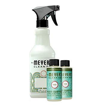 Mrs. Meyer's Multi-Surface Concentrate Variety Pack, 1 Empty Spray Trigger Bottle, 2 Multi-Surface Concentrate Basil, 3 CT