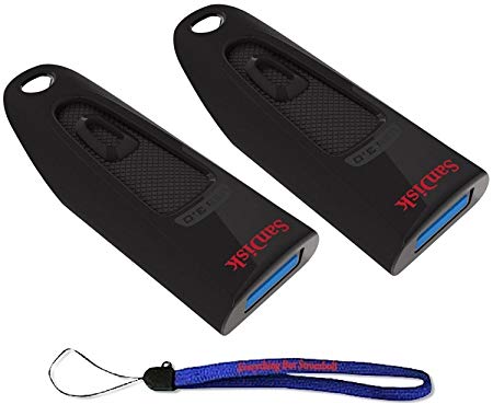 SanDisk 16GB (Two Pack) USB 3.0 Flash Ultra Memory Drive CZ48 - with (1) Everything But Stromboli (tm) Lanyard