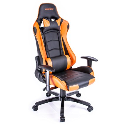 Aminiture Gaming Chair with Adjustable Armrest, Ergonomic Racing Style High-back Swivel Chair (Orange)