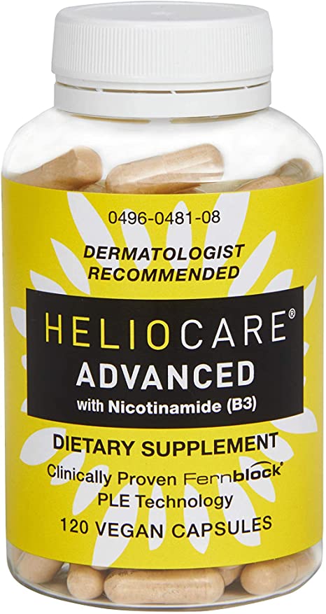 Heliocare Advanced Nicotinamide B3 Supplement: Niacinamide 250mg and Fernblock PLE Extract 120mg Per Capsule - Helps Support Skin Cell Health W/ Antioxidant Rich Vitamin B3 Niacin - 120 Vegan Capsules
