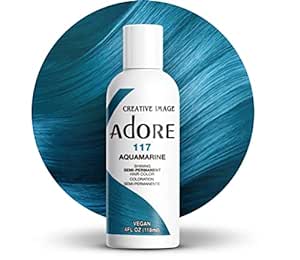 Adore Semi Permanent Hair Color - Vegan and Cruelty-Free Hair Dye - 4 Fl Oz - 117 Aquamarine (Pack of 1)