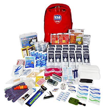 USA Adventure Gear ReadyGear 2 Person Ultra Emergency Kit - First Aid, Water, Tent, Sleeping Bag, Hygiene Kit and More Survival Tools for Hurricane, Earthquake, Winter, and Other Disaster Relief