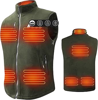 ARRIS Fleece Heated Vest for Men with Battery Pack Included, Size Adjustable 8 Heating Zones for Hunting Black