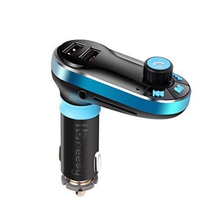 Bluetooth FM Transmitterihreesy Hands-free Car Kit Charger MP3 Player Support SD CardUSB for iPod iPhone 6 6S iPad AirMini Samsung Galaxy HTC One Sony Xperia Motorala Smartphones Silver Blue