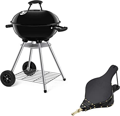 BEAU JARDIN 18 inch Charcoal Grill Bundle 15.5"x 7" Fire Blower Fireplace Bellow for BBQ Outdoor Cooking