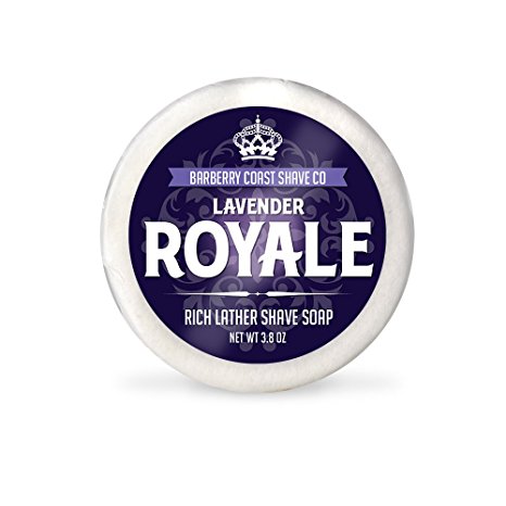 LAVENDER ROYALE - Luxury Shaving Soap with Rich Lather - Made with Shea Butter, Coconut Oil & Pure Lavender Essential Oil - Lasts Longer Than Shaving Cream - All Natural Shave Soap Puck Refill