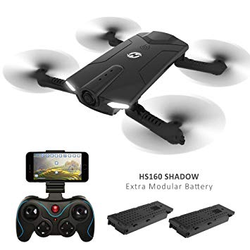 Holy Stone HS160 Shadow FPV RC Drone with 720P HD Wi-Fi Camera Live Video Feed 2.4GHz 6-Axis Gyro Quadcopter for Kids & Beginners - Altitude Hold, One Key Start, Foldable Arms,Bonus Battery