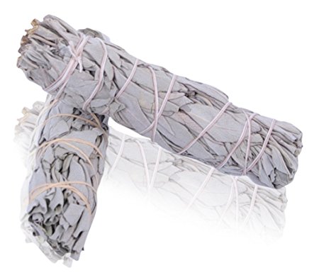 Pack of 2: WHITE SAGE Small Smudge Stick 4''-4.5'' (20-25gr.) Incense fresh from California