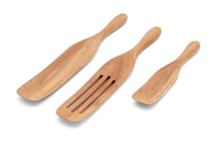 Fox Run 11721 Spurtle 3 Piece Spatula and Spoon Set, Set of 3, Acacia Wood