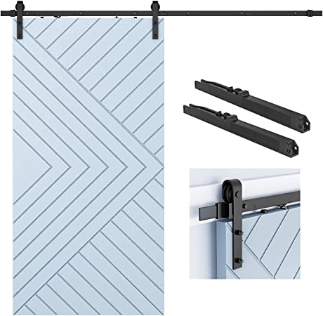 SMARTSTANDARD 9FT Barn Door Soft Close Hardware Kit - Smoothly and Quietly Sliding - Simple and Easy to Install -Includes Step-by-Step Installation Instruction -Fit 54" Door Panel (J Shape)