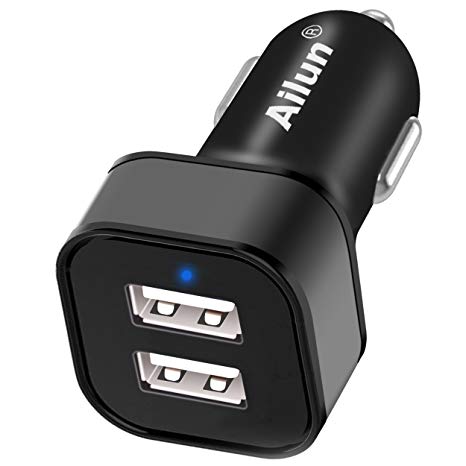 Ailun Car Charger Adapter,Dual Smart USB Ports,4.8A/24W,Compatible with iPhone X Xs XR Xs Max8 8 Plus,7 7 Plus,6 6s,6s Plus, Compatible with Galaxy S7,S6,S6 Edge,S6 Active,Note 5 4 3,Nexus 7 6 5,Nokia,HTC,Motorola[Black]