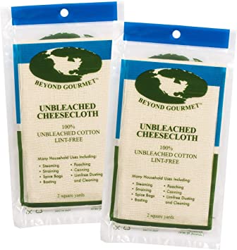 Beyond Gourmet 044/2 Extra-fine Unbleached Cheesecloth, 100-Percent Cotton, Chlorine Free, 2 Yards, 18-Square Feet, UNB Cheese Cloth, 2, White