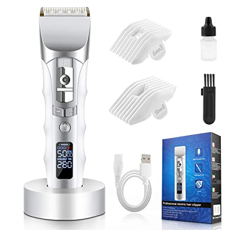Hair Clippers for Men, Men's Professional Hair Trimmer, Cordless Rechargeable Hair Cutting Kit with Ceramic Blade and Charging Base LED Screen for Men Kids Senior Families Barbers Haircut