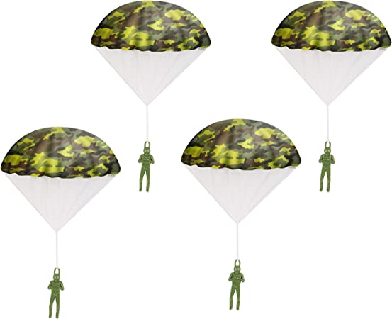 Parachute Toy, Tangle Free Throwing Army Camo Toy Parachute, Outdoor Children's Flying Toys, No Battery nor Assembly Required (4 Pieces Set)