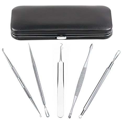 Jack & Rose Blackhead Remover Tool 5 Piece Pimple Extractor Set - Easy and Safe to Remove Acne, Whiteheads, Ingrown Hair
