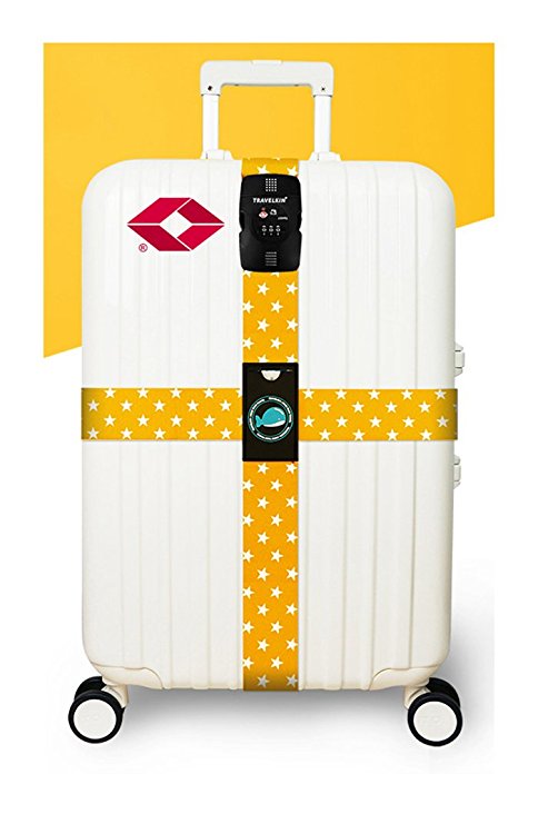Luggage Straps TSA Lock Cross Strap Combination Lock Adjustable Travel Suitcase Belt