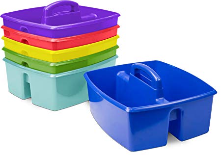 Storex Large Classroom Caddy,13 x 11 x 6.575 Inches, Assorted Colors, Case of 6 (00948E06C)