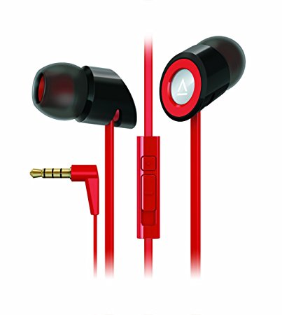 Creative Hitz MA-350 In-Ear Noise Isolating Headphones with 9mm Driver and In-Line Mic and Volume Control (Discontinued by Manufacturer) - Black/Red