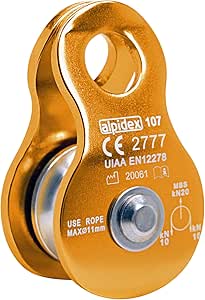 ALPIDEX Poulie De Renvoi 20 KN - Mobile Pulley Palan - pour des Cordes Textils D´Un Diamètre D´au Plus 11 mm - EN12278