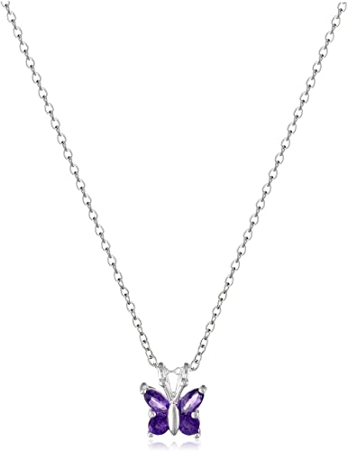 Sterling Silver Gemstone Butterfly Pendant Necklace, 18"