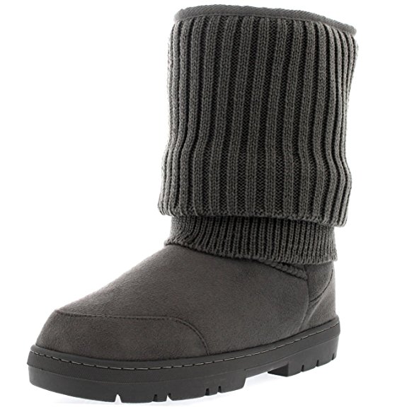 Womens Short Knitted Cardy Slouch Winter Snow Rain Outdoor Warm Shoe Boots