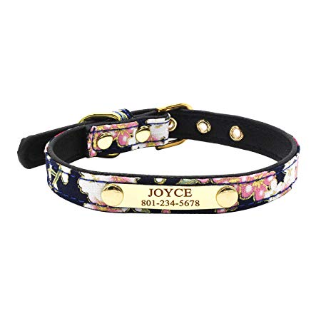 Personalized Dog Collar, Pink Dog Collar with Name Plate Engraved with Pet Name and Phone Number, Suitable for Medium Small Breed Dog and Cats, Matching Dog Leash Set Separately
