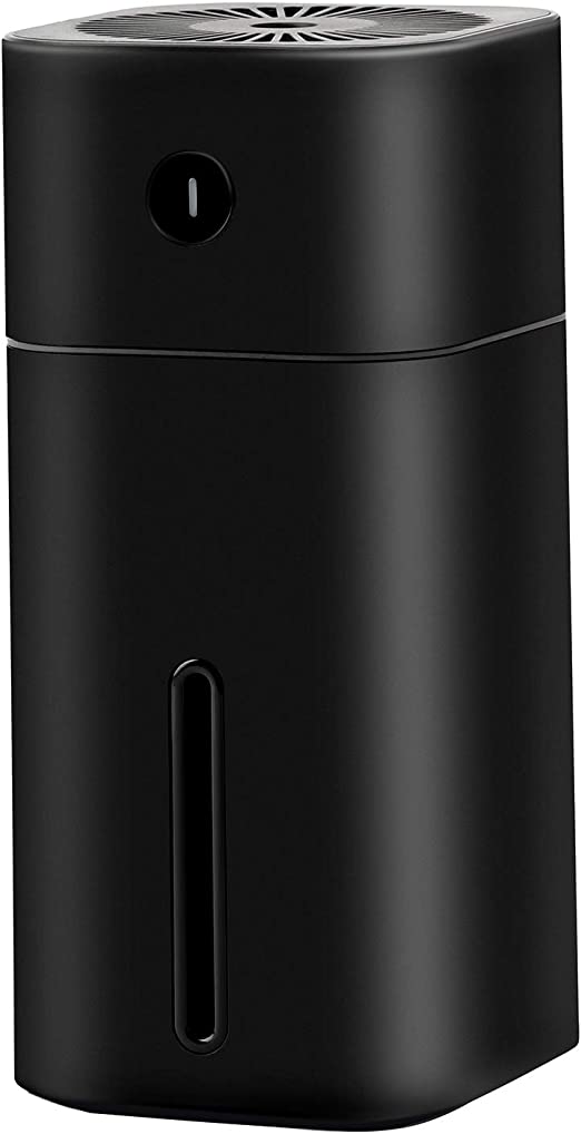 NovoLido Mini USB Humidifier, Small Portable Humidifier with 7-Colors Light, Two Spray Mist, Auto Shut-Off, Super Quiet, Personal Cool Mist Desktop Humidifier for Travel Office Car Baby Bedroom (Black)