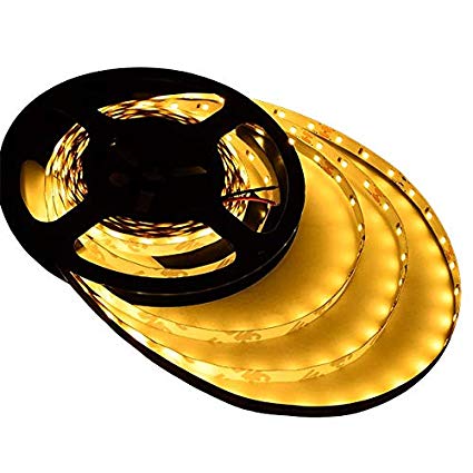 LEDwholesalers UL 16.4-ft Flexible LED Light Strip with 300xSMD2835 12-Volt 24-Watt, Warm White 2700K, 20105WW-27K