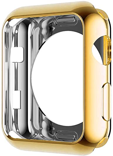 Compatible with Apple Watch Case, TPU Plated Cover Scratch-Resistant Protective Smartwatch Protector Bumper for iwatch Series 1 2 3 Sport Edition (Gold, 38mm)
