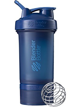 BlenderBottle ProStak System with 22-Ounce Bottle and Twist n' Lock Storage, Navy/Navy