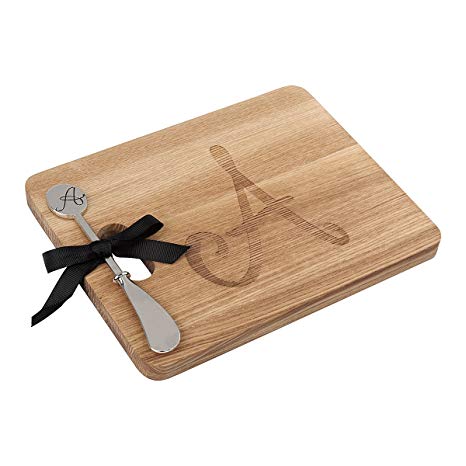 ANDREW FAMILY Monogram Fraxinus Mandshurica Solid Wood Cheese Board With Spreader-A