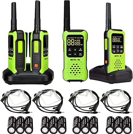 Retevis RT649P Walkie Talkie Rechargeable, IP67 Waterproof Long Range, PMR 446 License-free 16 Channels, Flashlight SOS Alarm, CTCSS/DCS VOX, Floating 2 Way Radios with Headset (2Pair)