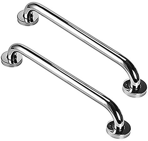 SODIAL 2 Pack 12 Shower Grab Bar, Stainless Steel Bathroom Grab Bar, Shower Handle, Bathroom Balance Bar, Safety Hand Rail Support, Senior Assist Bath Handle, Grab Bars for Bathroom