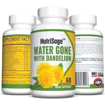 Premium Diuretic Water Pill With Dandelion - Fights Water Retention and Bloating Without The Drugs Found in Medicinal Pills - Pure and Potent Choice of Diuretics - All Natural and Safe - Order Risk Free