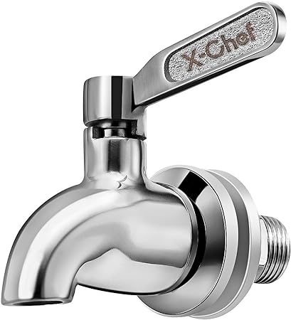 X-Chef Stainless Steel Drink Dispenser Spigot, Replacement Faucet for Beverage Dispenser or Glass Jar