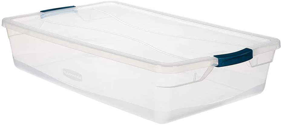 Rubbermaid Cleverstore Clear 41 QT Pack of 6 Stackable Plastic Storage Containers with Durable Latching Clear Lids