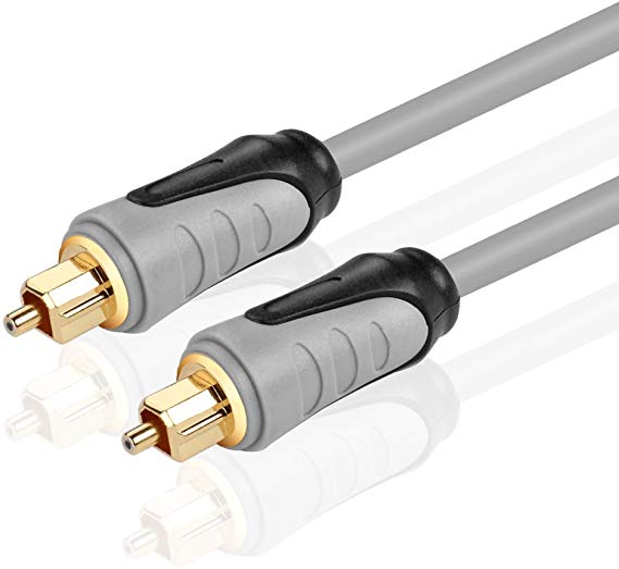 TNP Gold Plated Toslink Digital Optical Audio Cable (50 Feet) Home Theater Fiber Optic Toslink Male to Male Gold Plated Optical Cables