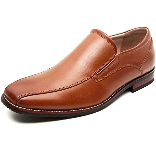 ZRIANG Men's Loafers Dress Shoes Leather Lined Square Toe Slip-On